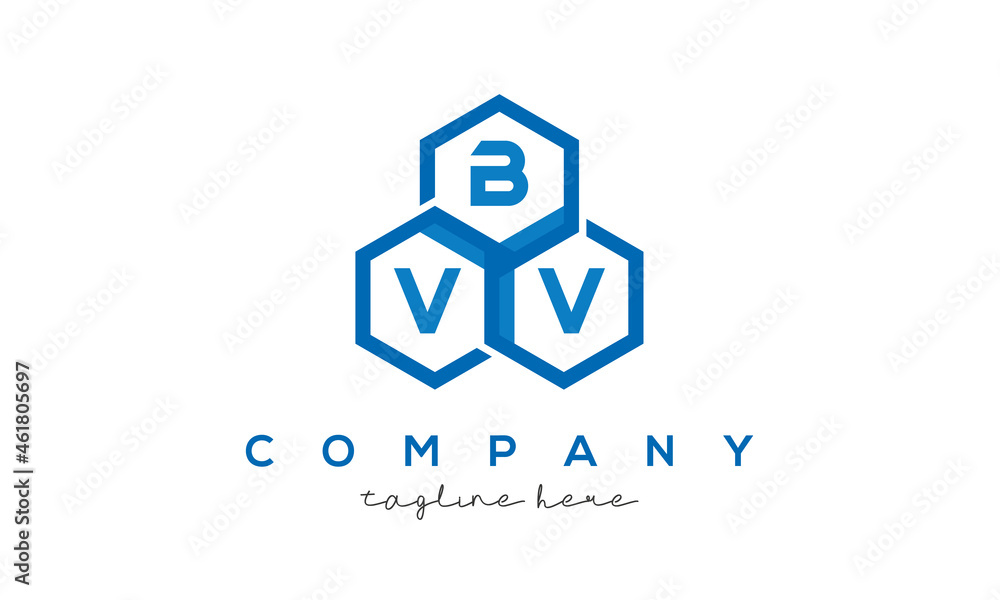 BVV three letters creative polygon hexagon logo BVV three letters creative polygon hexagon logo
