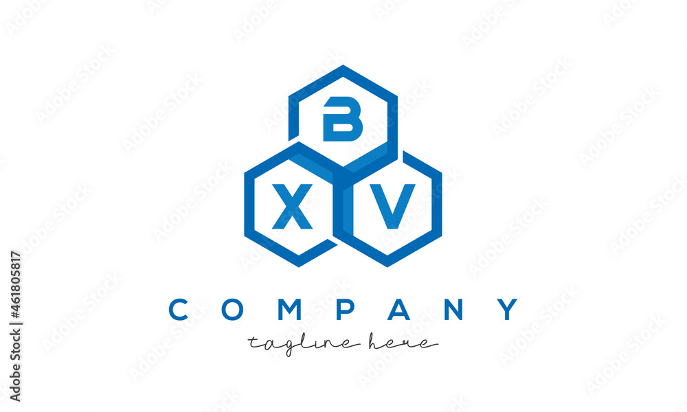 BXV three letters creative polygon hexagon logo BXV three letters creative polygon hexagon logo