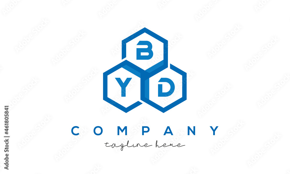 BYD three letters creative polygon hexagon logo
