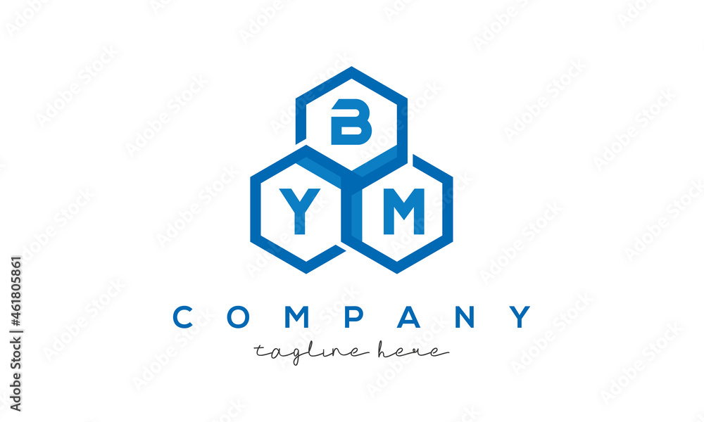 BYM three letters creative polygon hexagon logo BYM three letters creative polygon hexagon logo