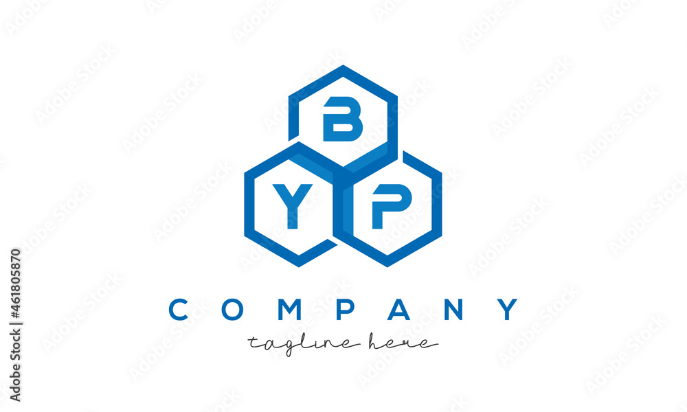 BYP three letters creative polygon hexagon logo BYP three letters creative polygon hexagon logo