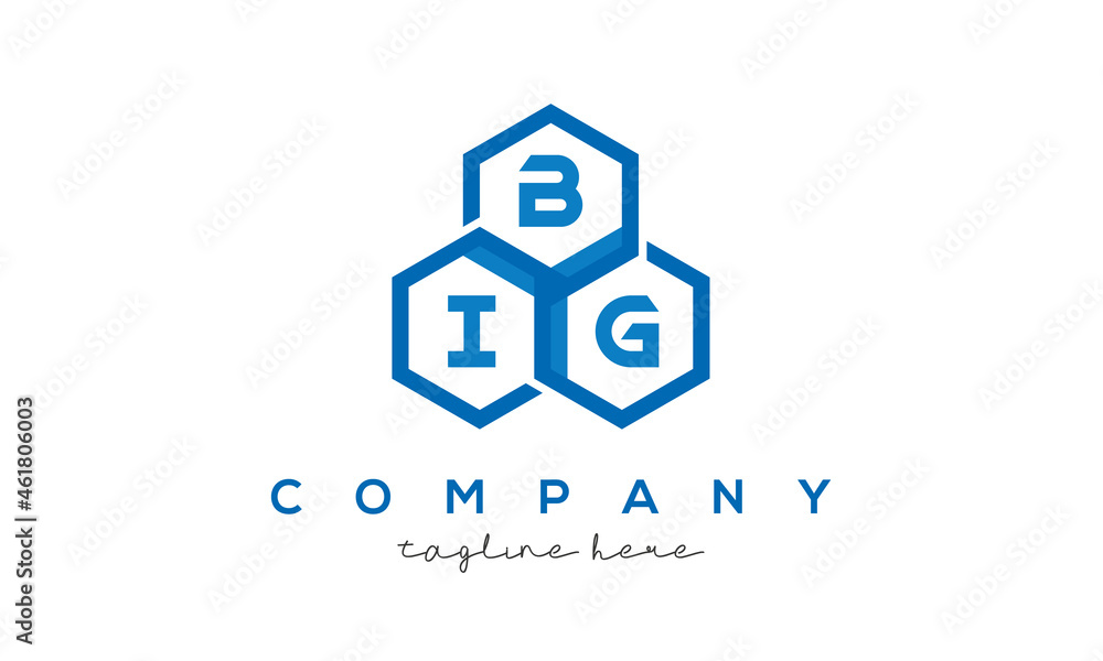 BIG three letters creative polygon hexagon logo BIG three letters creative polygon hexagon logo