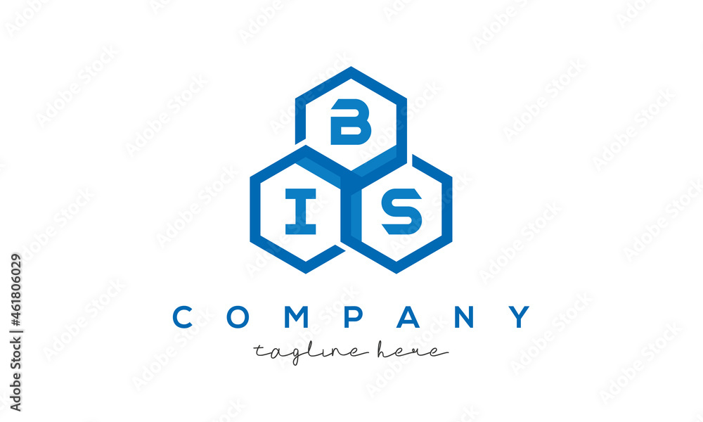 BIS three letters creative polygon hexagon logo