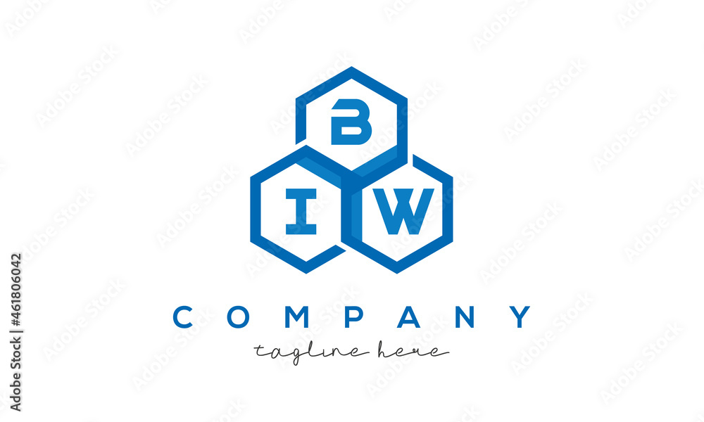 BIW three letters creative polygon hexagon logo BIW three letters creative polygon hexagon logo