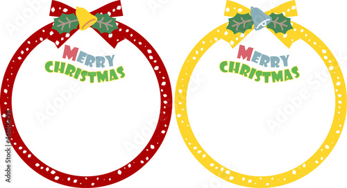 円形のクリスマスカード　セット　イラスト素材

