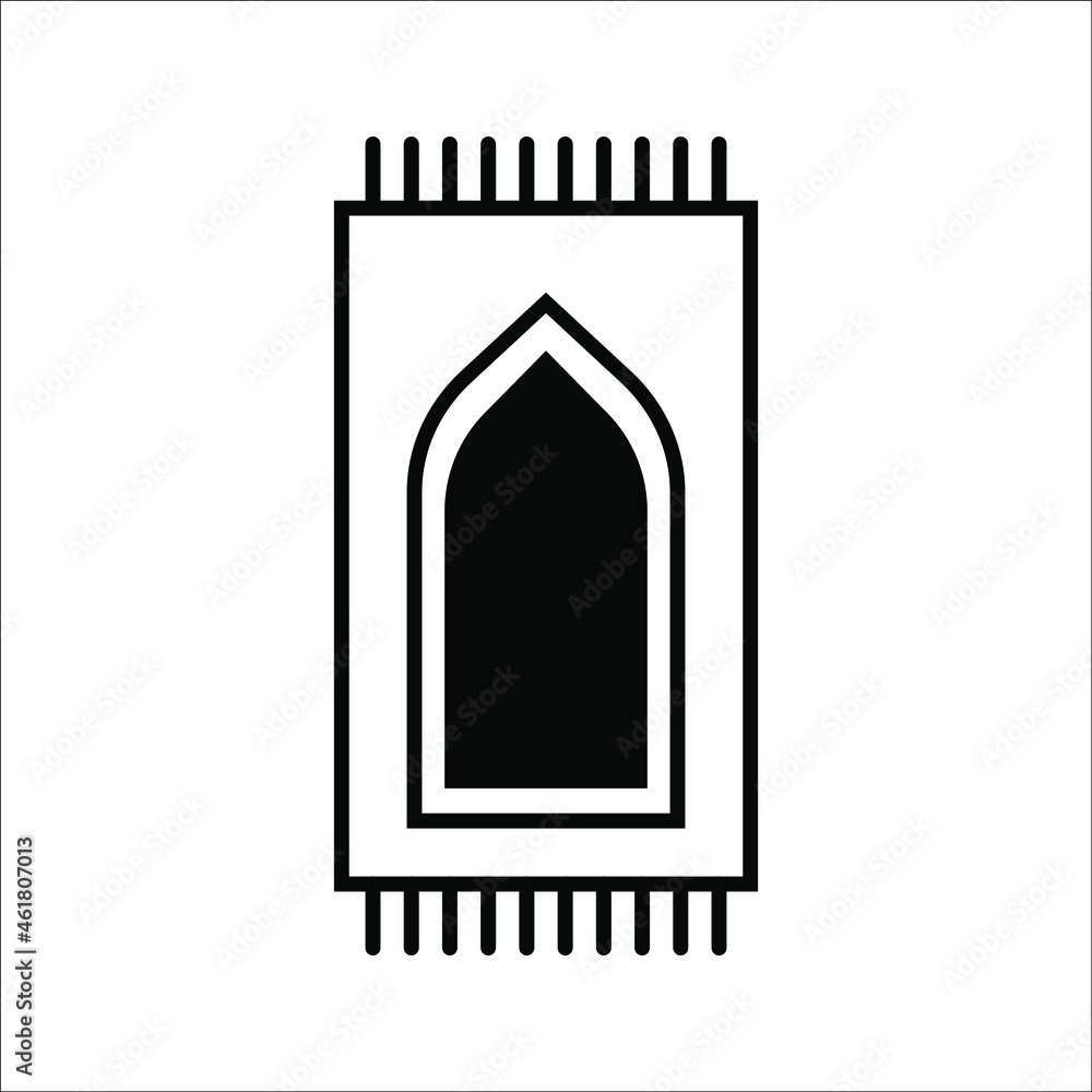 Prayer rug icon on white background. Traditional Islamic Background Prayer rug icon on white background. Traditional Islamic Background