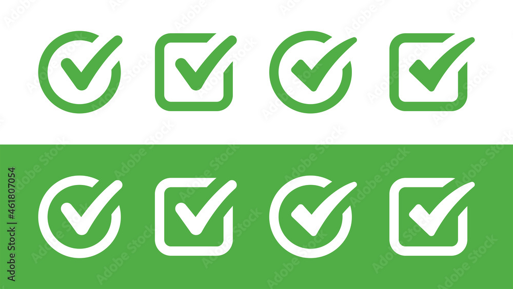 Green tick icon set. Vector illustration Green tick icon set. Vector illustration