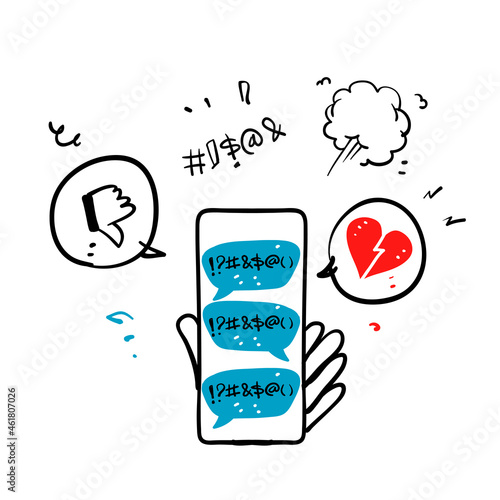 hand drawn doodle haters online and cyber bullying concept icon illustration