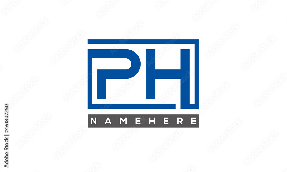 PH Letters Logo With Rectangle Logo Vector PH Letters Logo With Rectangle Logo Vector