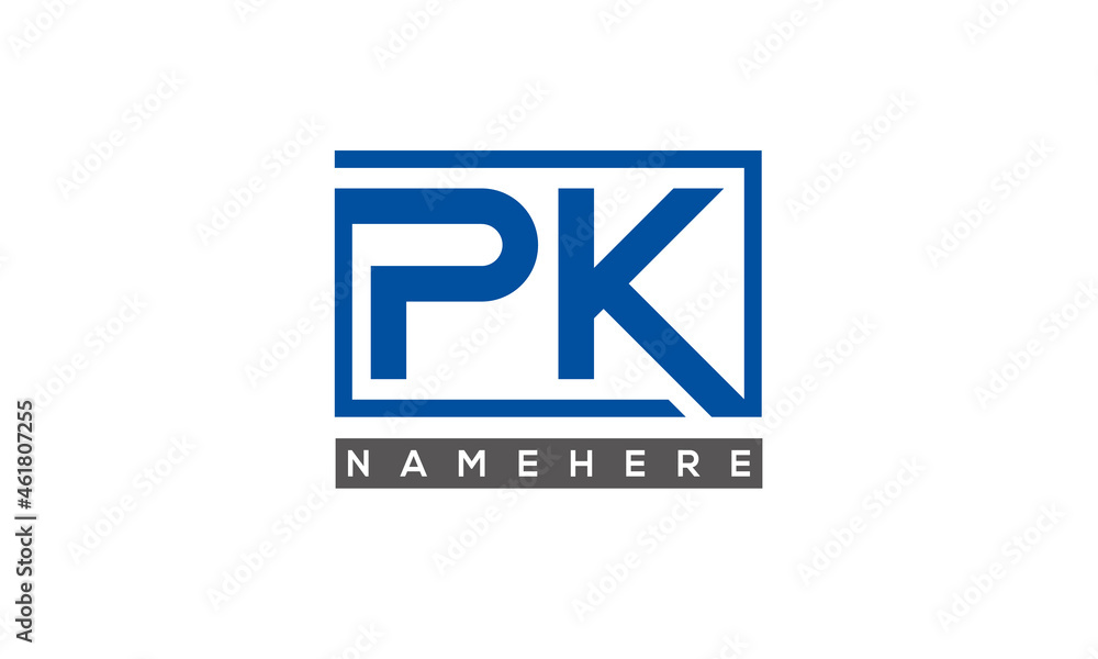 PK Letters Logo With Rectangle Logo Vector PK Letters Logo With Rectangle Logo Vector