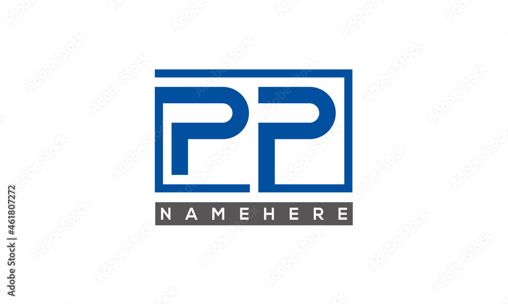PP Letters Logo With Rectangle Logo Vector PP Letters Logo With Rectangle Logo Vector