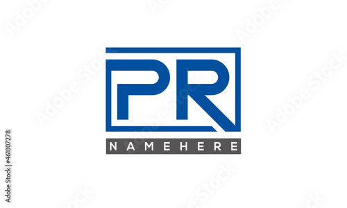 PR Letters Logo With Rectangle Logo Vector
