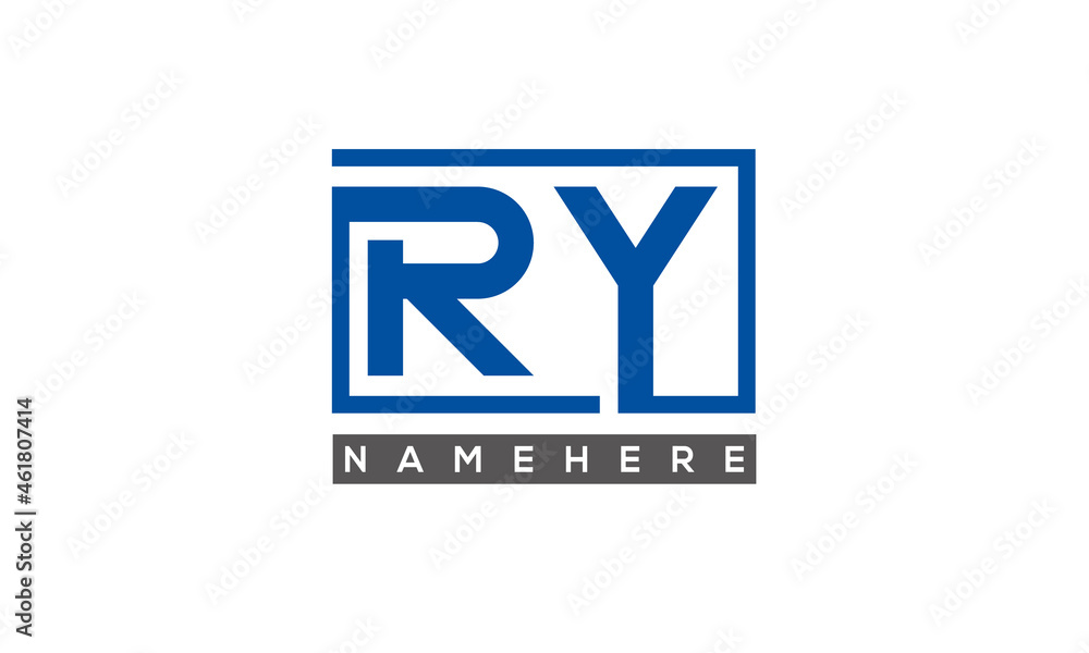 RY Letters Logo With Rectangle Logo Vector RY Letters Logo With Rectangle Logo Vector