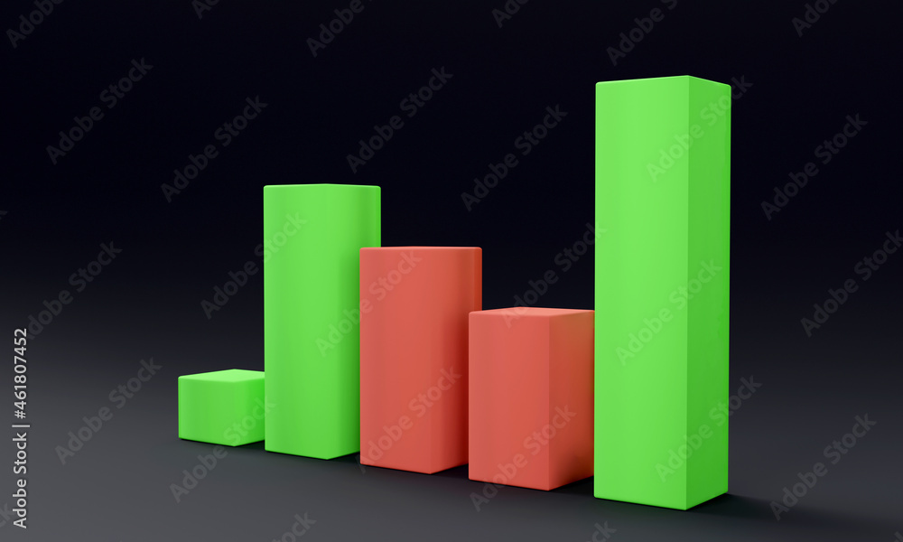 3D Growth bar graph, Market investment trading, exchange, rendering, trade, simple, isometric, financial, index, forex. 3D Growth bar graph, Market investment trading, exchange, rendering, trade, simple, isometric, financial, index, forex.
