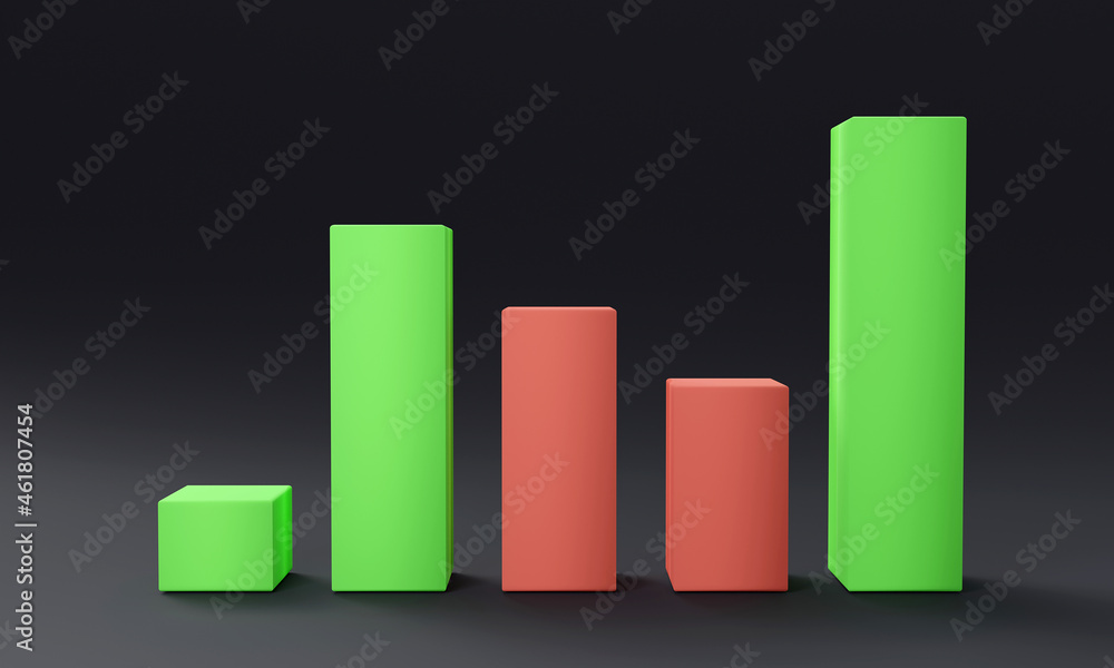 3D Growth bar graph, Market investment trading, exchange, rendering, trade, simple, isometric, financial, index, forex. 3D Growth bar graph, Market investment trading, exchange, rendering, trade, simple, isometric, financial, index, forex.