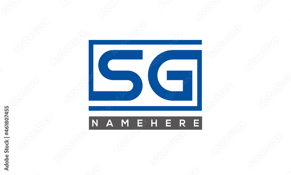 SG Letters Logo With Rectangle Logo Vector SG Letters Logo With Rectangle Logo Vector