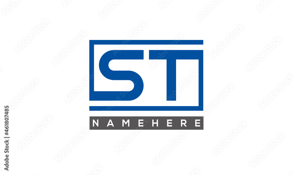 ST Letters Logo With Rectangle Logo Vector ST Letters Logo With Rectangle Logo Vector