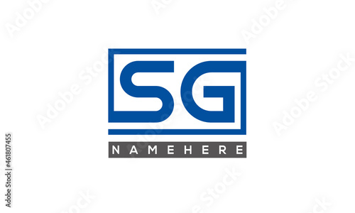 SG Letters Logo With Rectangle Logo Vector