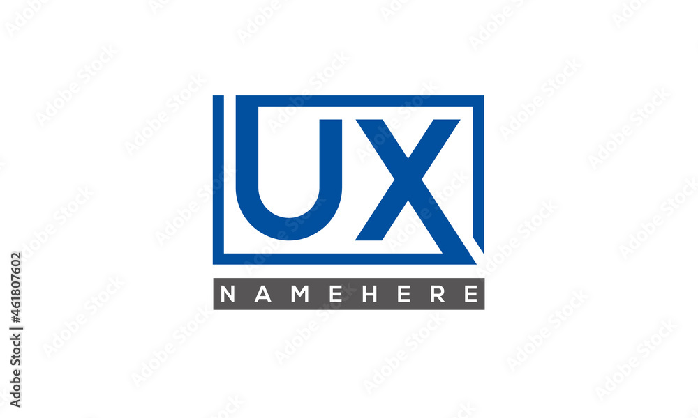 UX Letters Logo With Rectangle Logo Vector UX Letters Logo With Rectangle Logo Vector