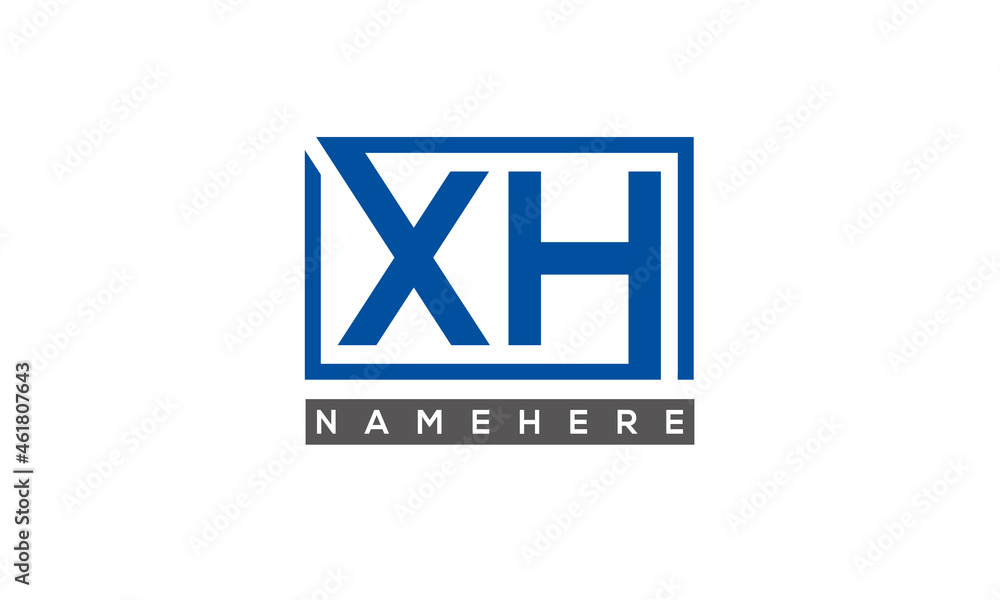 XH Letters Logo With Rectangle Logo Vector XH Letters Logo With Rectangle Logo Vector