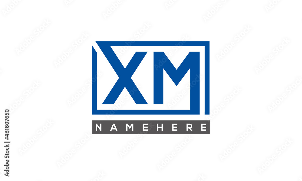 XM Letters Logo With Rectangle Logo Vector XM Letters Logo With Rectangle Logo Vector