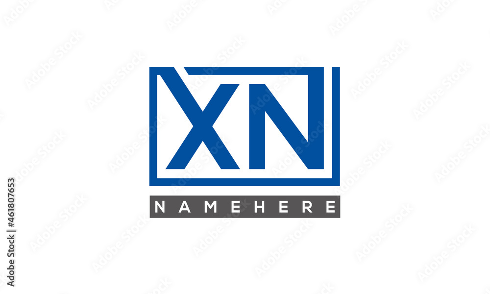 XN Letters Logo With Rectangle Logo Vector XN Letters Logo With Rectangle Logo Vector