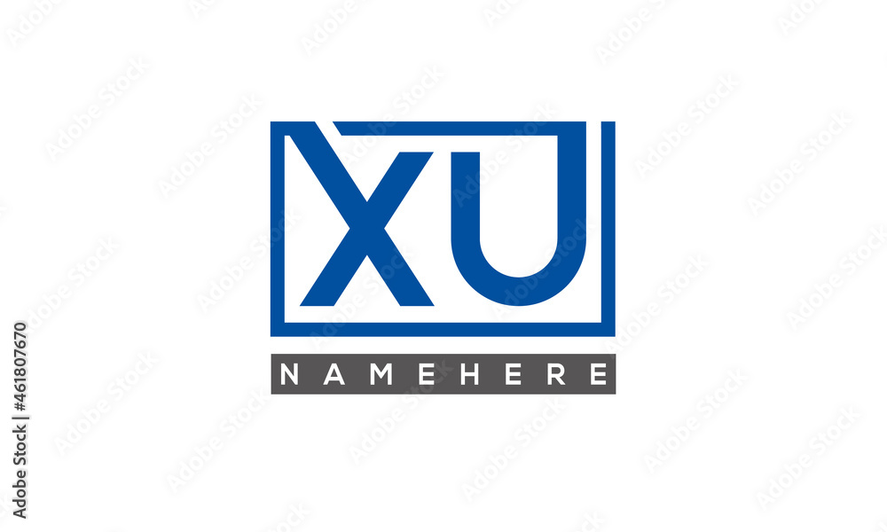 XU Letters Logo With Rectangle Logo Vector XU Letters Logo With Rectangle Logo Vector