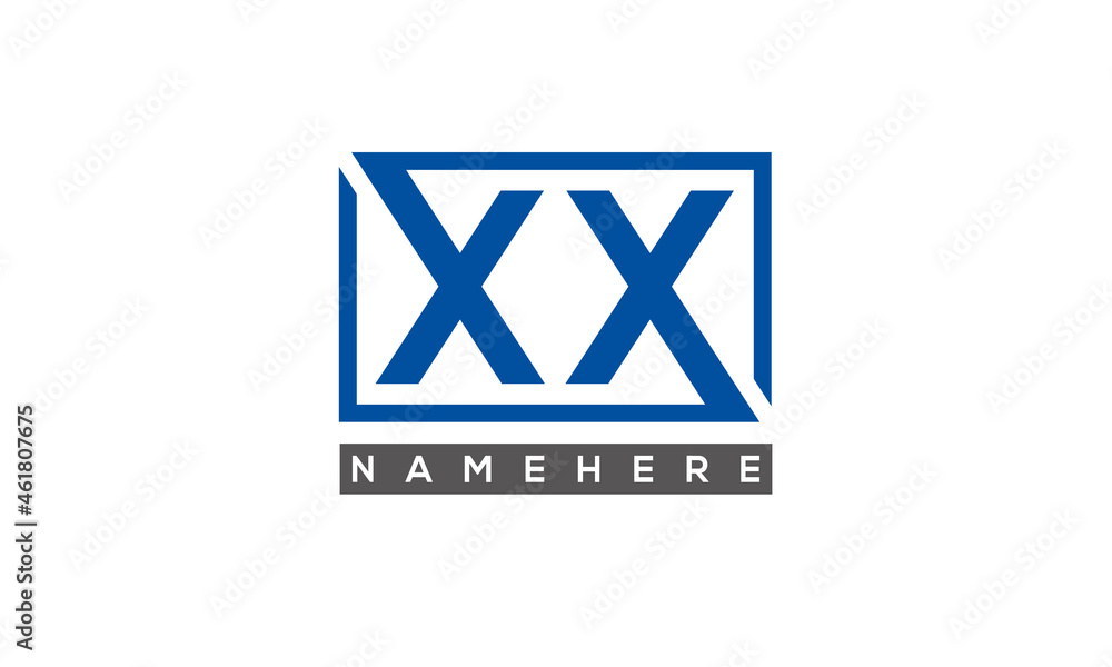 XX Letters Logo With Rectangle Logo Vector XX Letters Logo With Rectangle Logo Vector