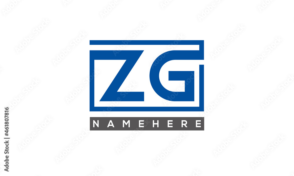 ZG Letters Logo With Rectangle Logo Vector ZG Letters Logo With Rectangle Logo Vector
