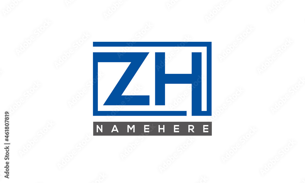 ZH Letters Logo With Rectangle Logo Vector ZH Letters Logo With Rectangle Logo Vector