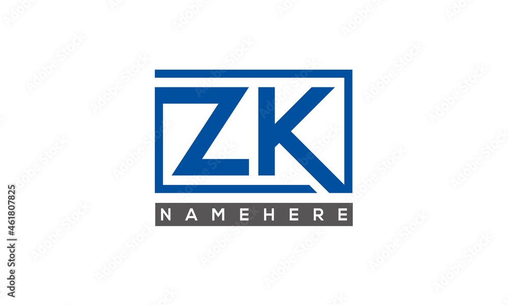 ZK Letters Logo With Rectangle Logo Vector ZK Letters Logo With Rectangle Logo Vector