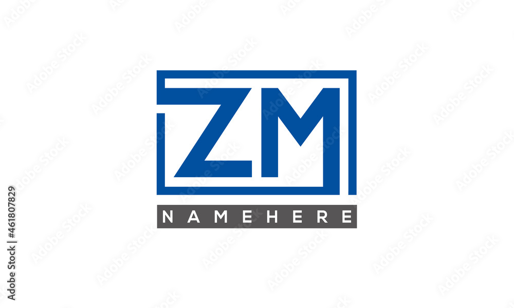 ZM Letters Logo With Rectangle Logo Vector ZM Letters Logo With Rectangle Logo Vector