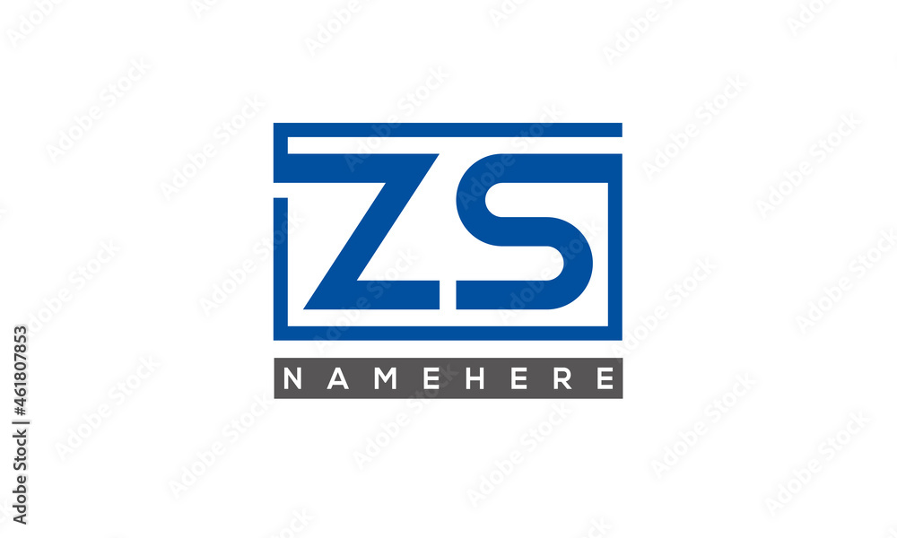 ZS Letters Logo With Rectangle Logo Vector ZS Letters Logo With Rectangle Logo Vector