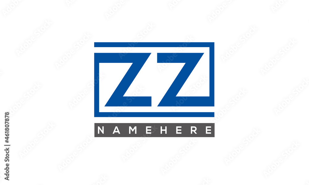 ZZ Letters Logo With Rectangle Logo Vector ZZ Letters Logo With Rectangle Logo Vector