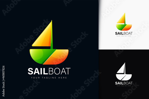 Sail boat logo design with gradient