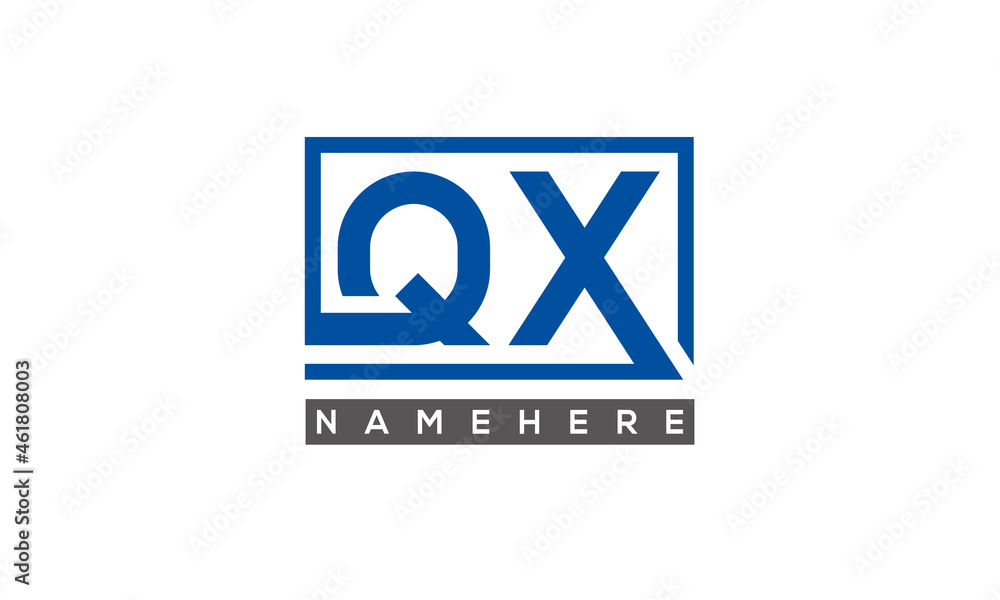 QX Letters Logo With Rectangle Logo Vector QX Letters Logo With Rectangle Logo Vector
