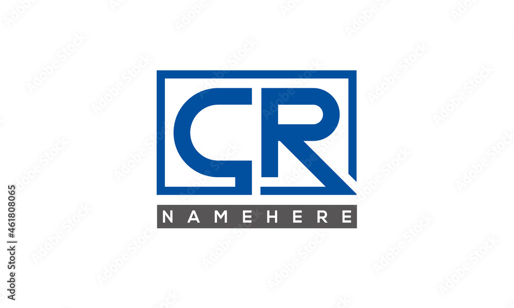 CR Letters Logo With Rectangle Logo Vector CR Letters Logo With Rectangle Logo Vector
