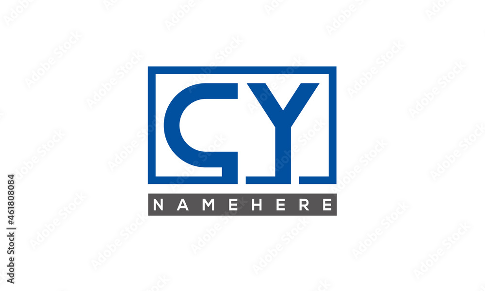 CY Letters Logo With Rectangle Logo Vector CY Letters Logo With Rectangle Logo Vector