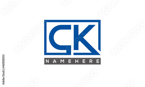 CK Letters Logo With Rectangle Logo Vector