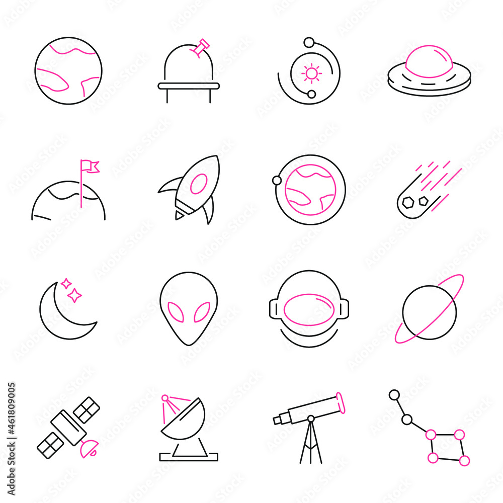 space icons set. space pack symbol vector elements for infographic web space icons set. space pack symbol vector elements for infographic web