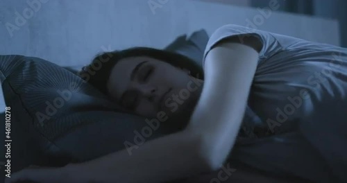 Young woman going to sleep