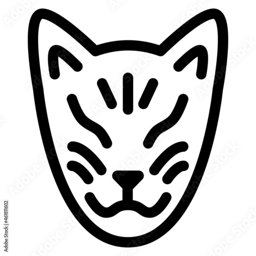 狐のお面　線画　ベクターイラスト