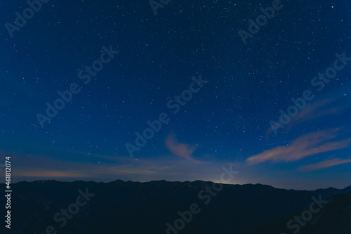 雄大な山脈と満天の星空