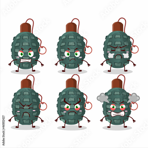 Granade firecracker cartoon character with various angry expressions