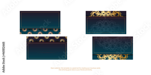 Business card with gradient green color with luxury gold pattern for your brand.