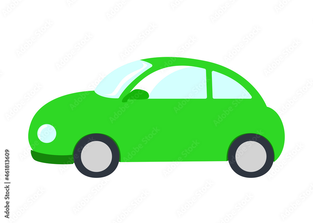 横向きの緑色の車のイラスト