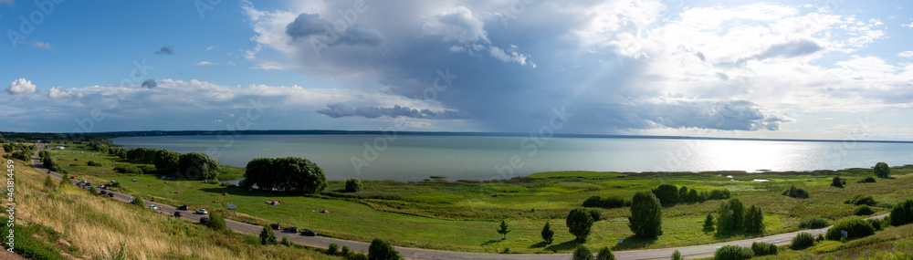 view of lake Pleshcheyevo on a sunny summer day