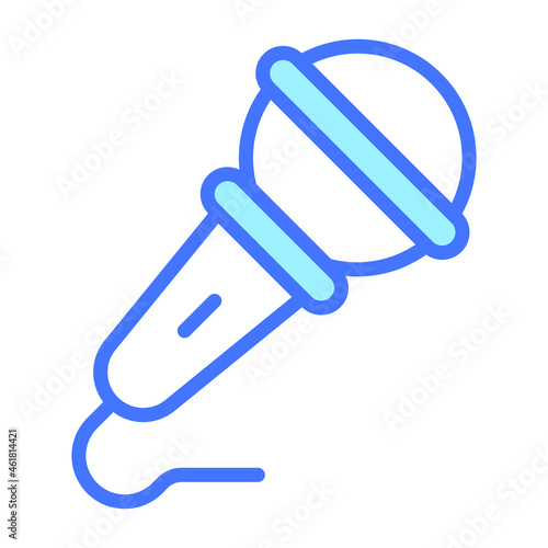 Microphone blue outline icon, Merry Christmas and Happy New Year icons for web and mobile design.