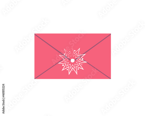 Red gift envelope with a snowflake in the form of a seal for Christmas and New Year's design. Vector illustration isolated on a white background.