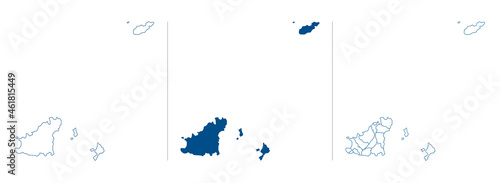 Guernsey map vector. Bailiwick of Guernsey, Channel Islands. High detailed vector outline, blue silhouette and administrative divisions, parishes. All isolated on white background photo